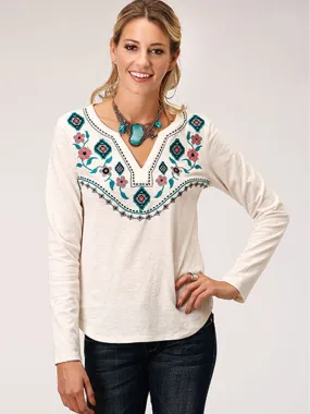 03-038-0513-7006 WH Embroidered Western Long Sleeve Shirt