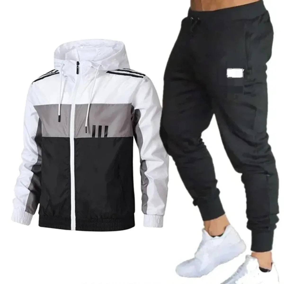 2 Pcs Spring Autumn Slim Hooded Jacket & pant set L 133435