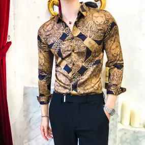 2022 Luxury Vintage Men's  Casual Business Slim Shirt