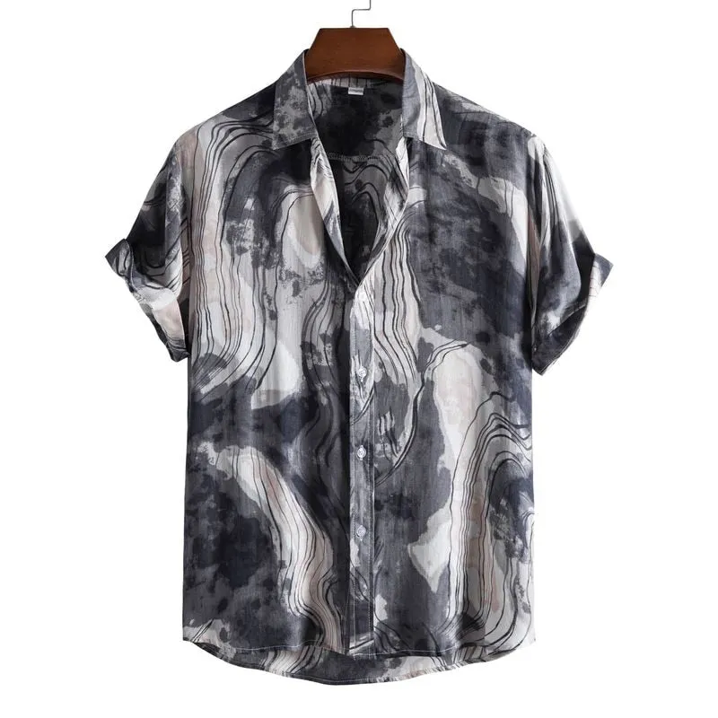 2022 Men Casual  Hawaiian Button Shirts