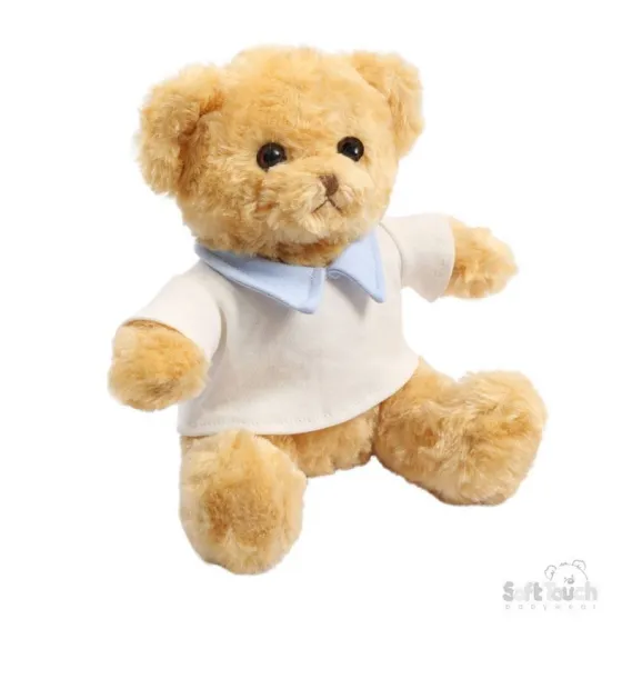 20cm Brown Teddy w/ T-Shirt with Blue Collar : TB420-B