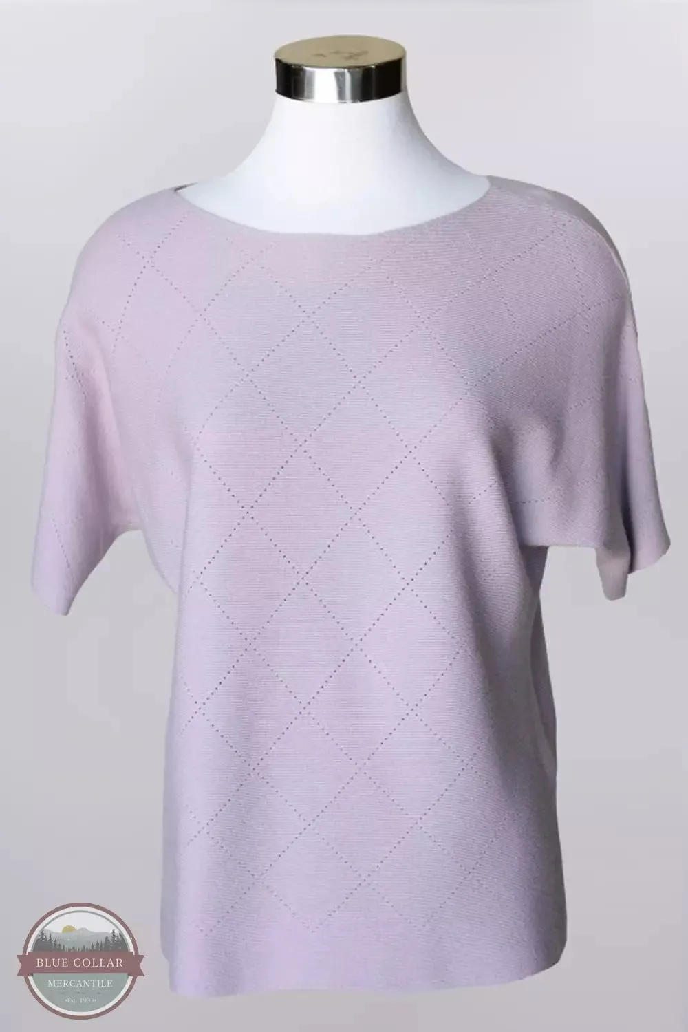 36008 Knit Argyle Pattern Short Sleeve Shirt