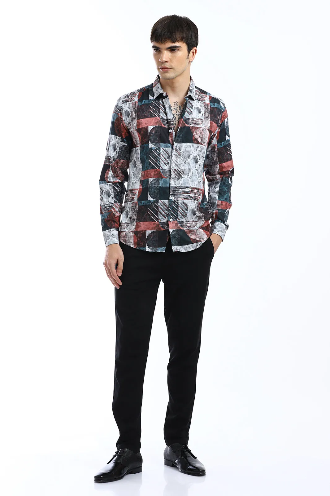 Abstract Print Full-Sleeves Shirt