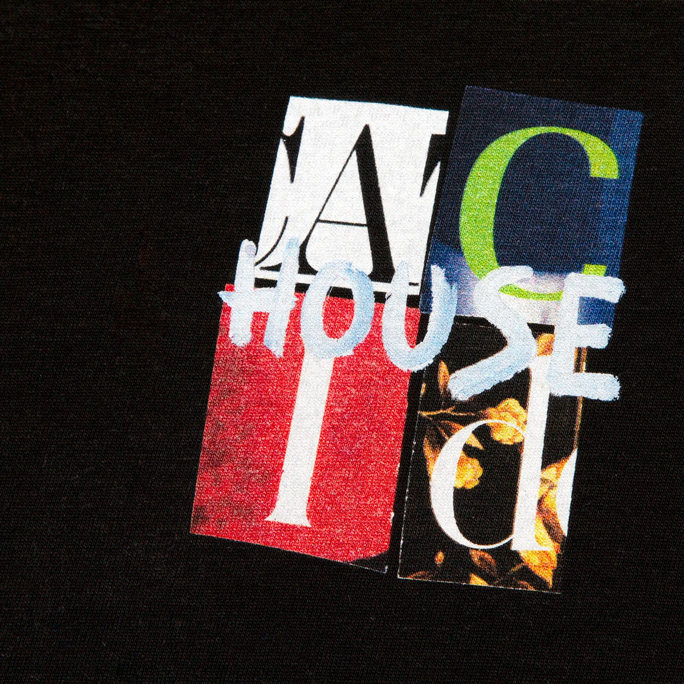 Acid House Cut Portrait Front Print - Tshirt - Black