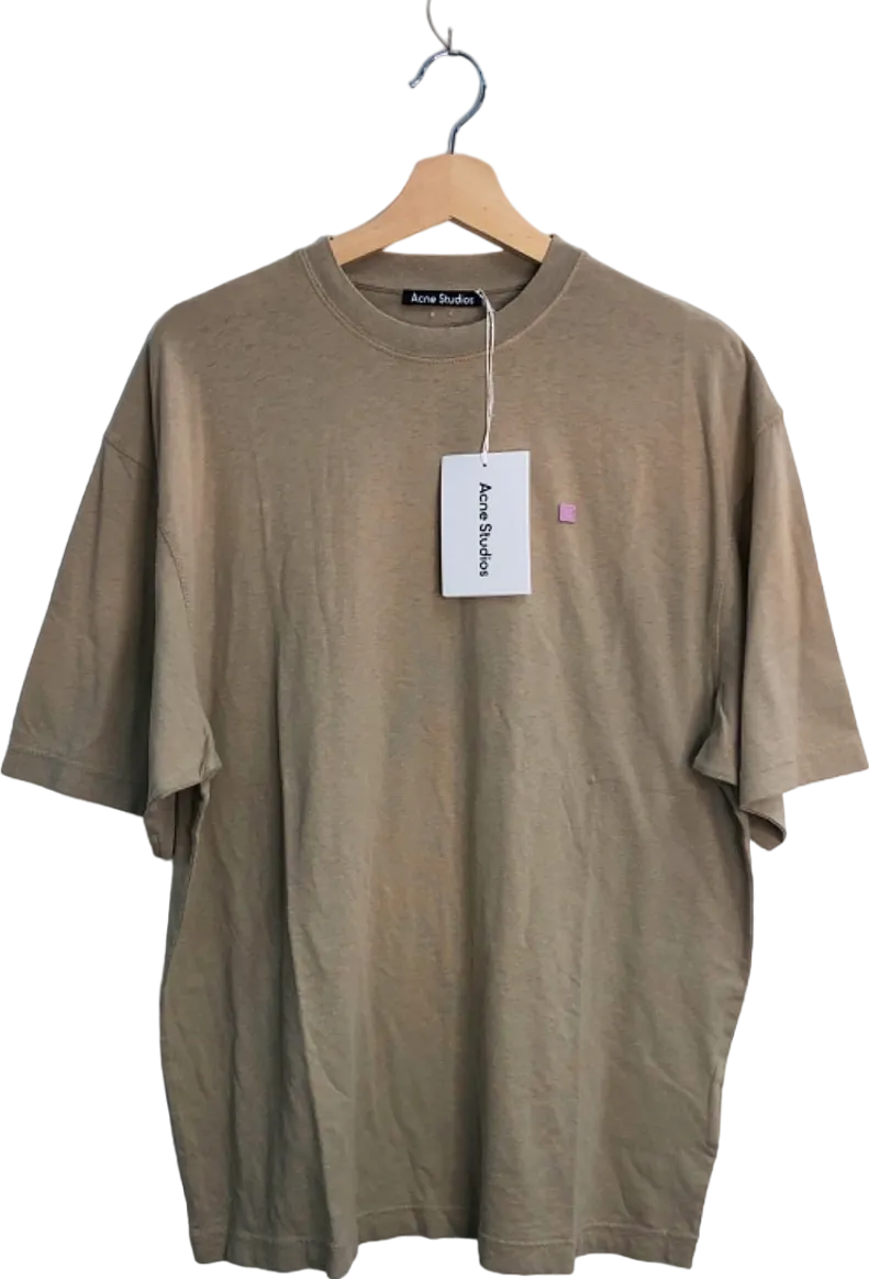 Acne Studios DUSTY Beige Face logo Crew Neck T-shirt UK M