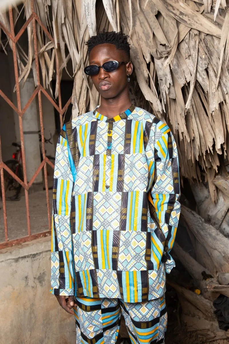 African Shirt In Blue Kente