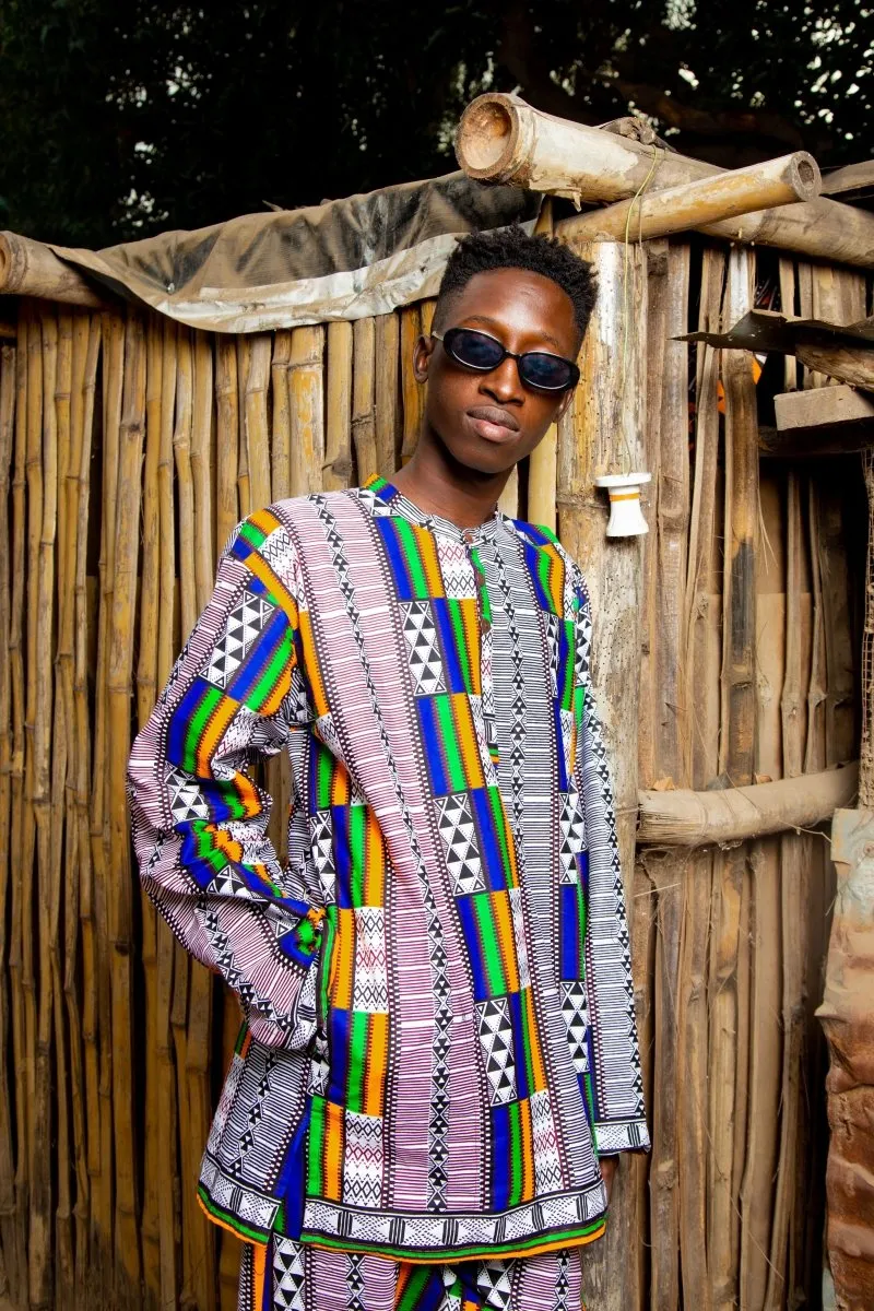 African Shirt In White Kente