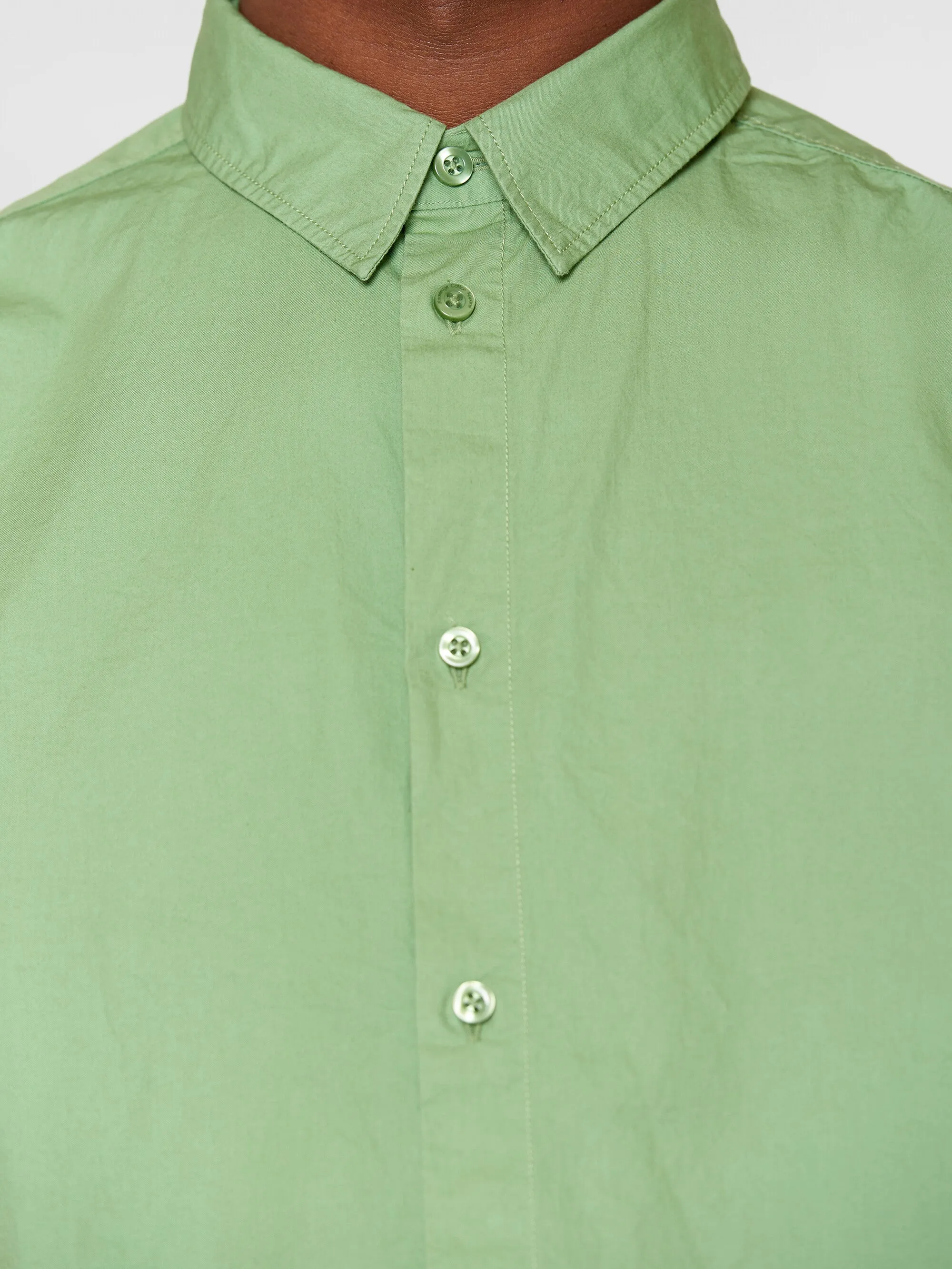 ALF Shale Green Crispy Cotton Shirt - Regular Fit - Certified GOTS and Vegan-Friendly