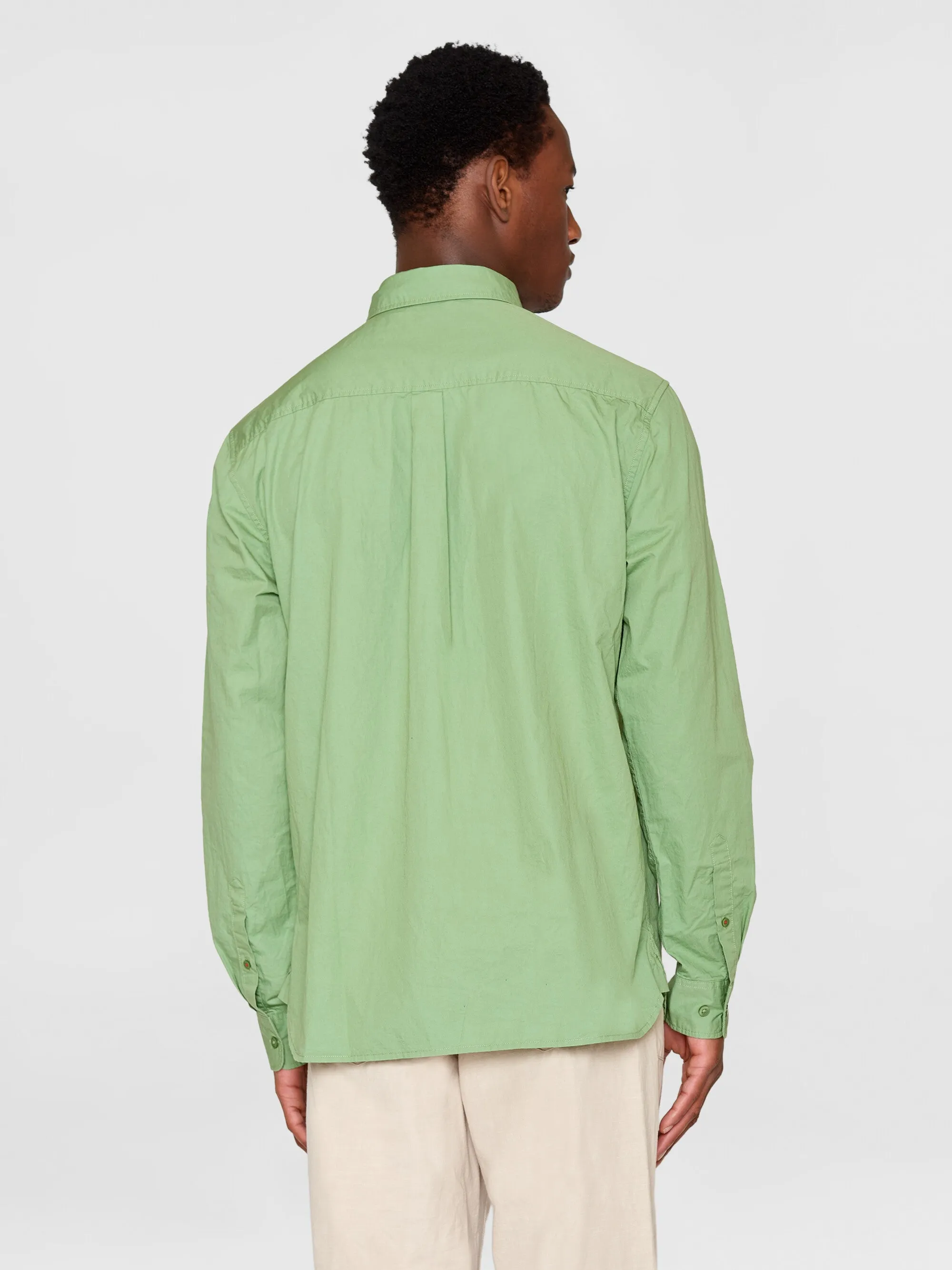 ALF Shale Green Crispy Cotton Shirt - Regular Fit - Certified GOTS and Vegan-Friendly