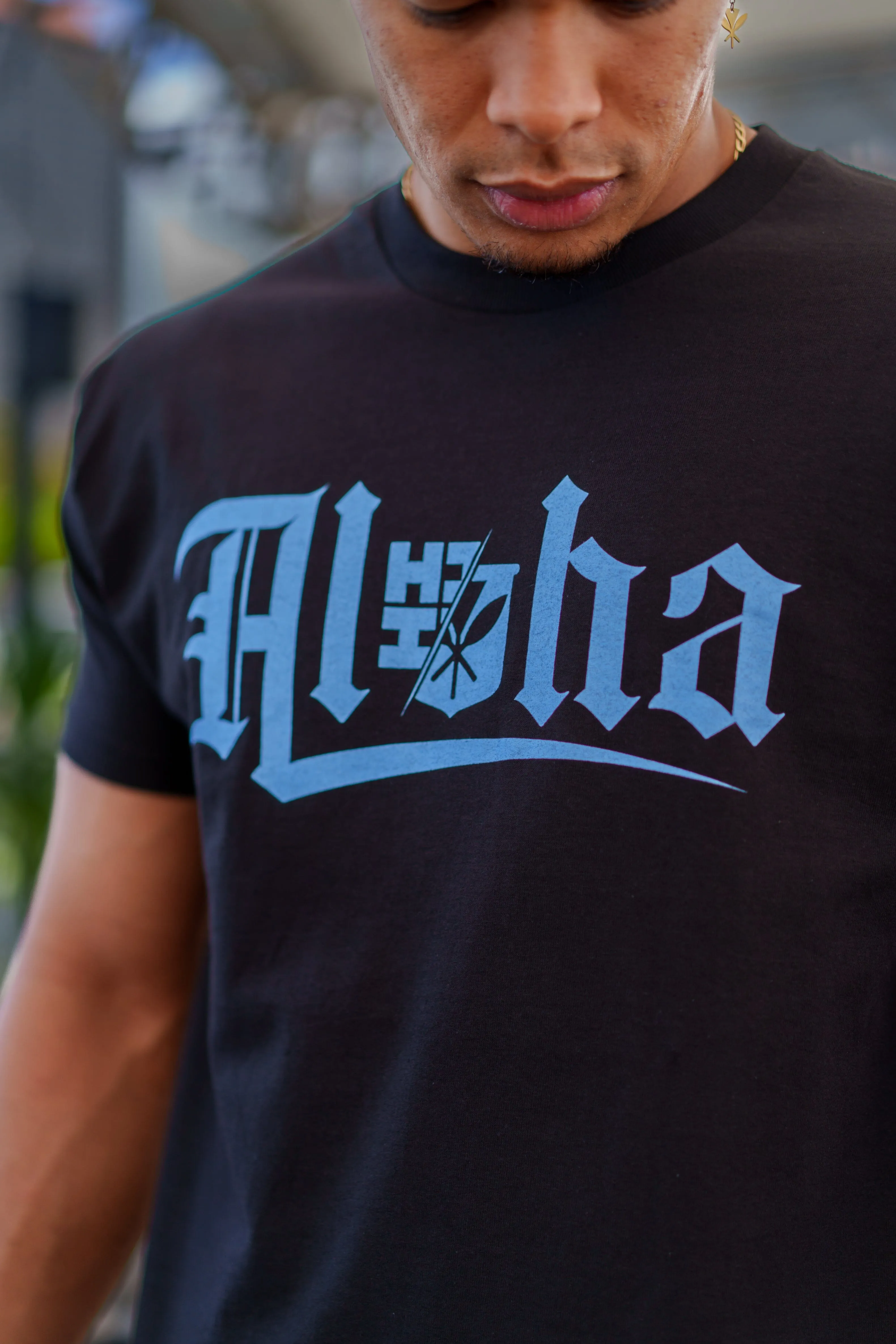 ALOHA BLUE T-SHIRT (ALL SALES FINAL)