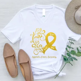 Appendix Cancer Awareness Heart V-Neck T-Shirt