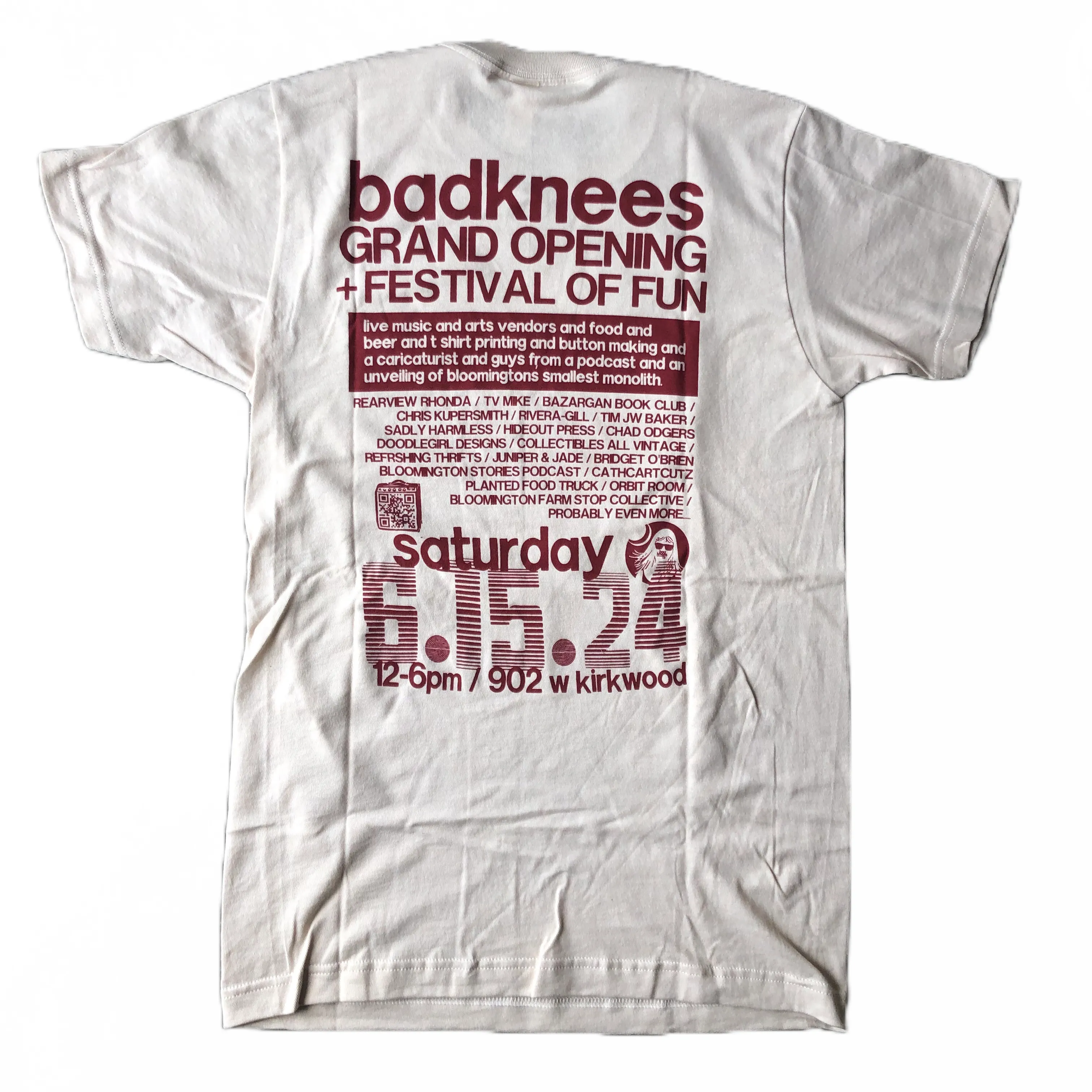 badknees Festival of Fun T-shirt - Sandy Burgundy