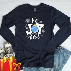 be Joyful Ornament Snowflakes Navy Long Sleeve Tee