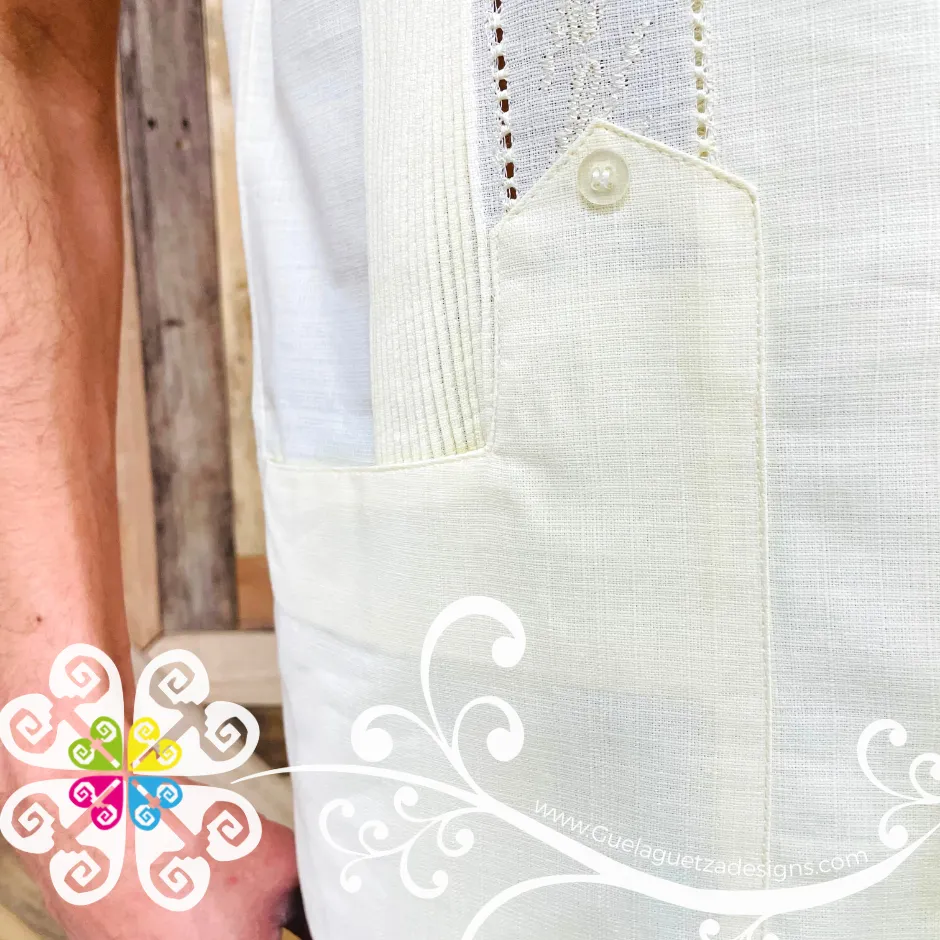 Beige Short Sleeve Guayabera - Linen Guayabera