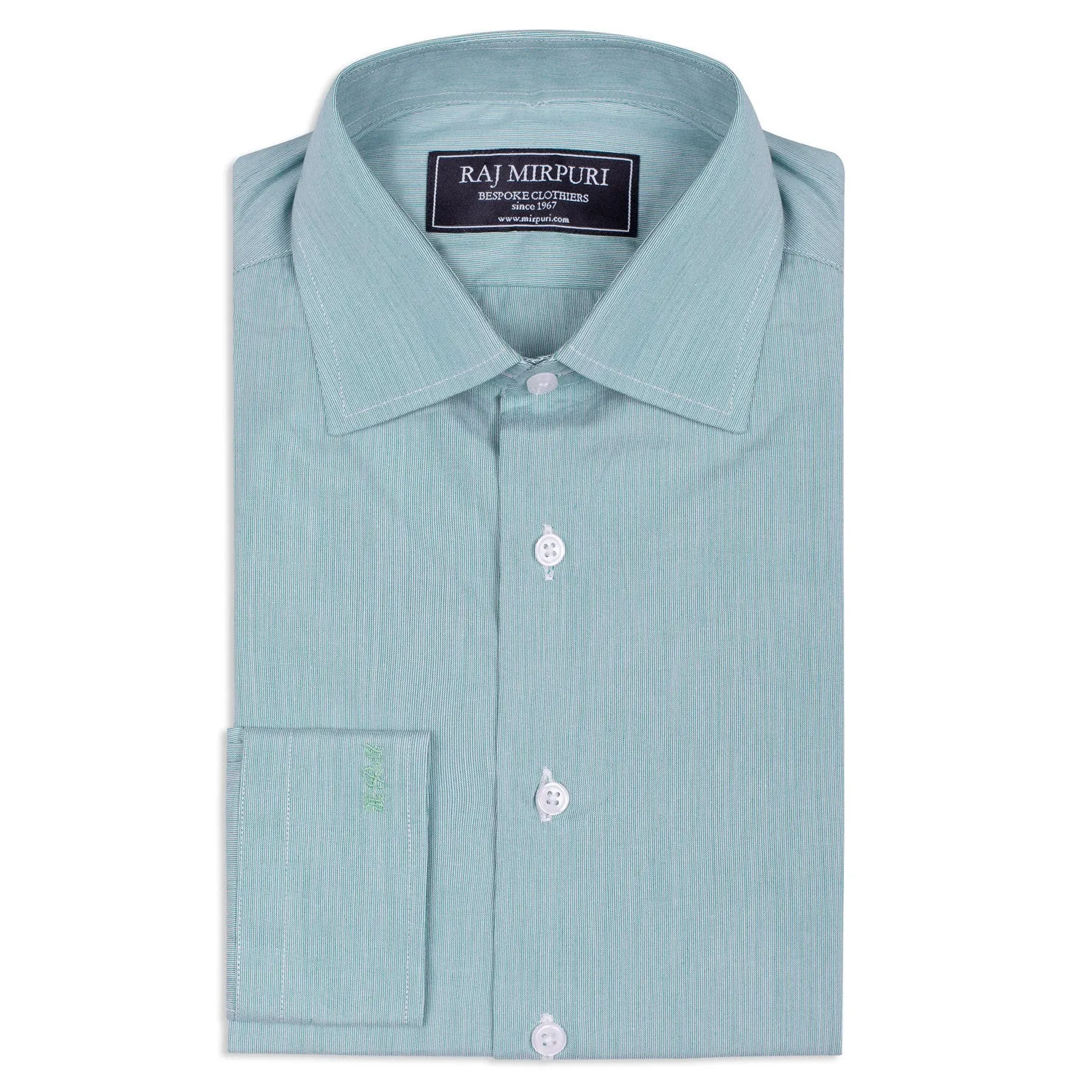 Bespoke - Green & White Hairline Striped Shirt