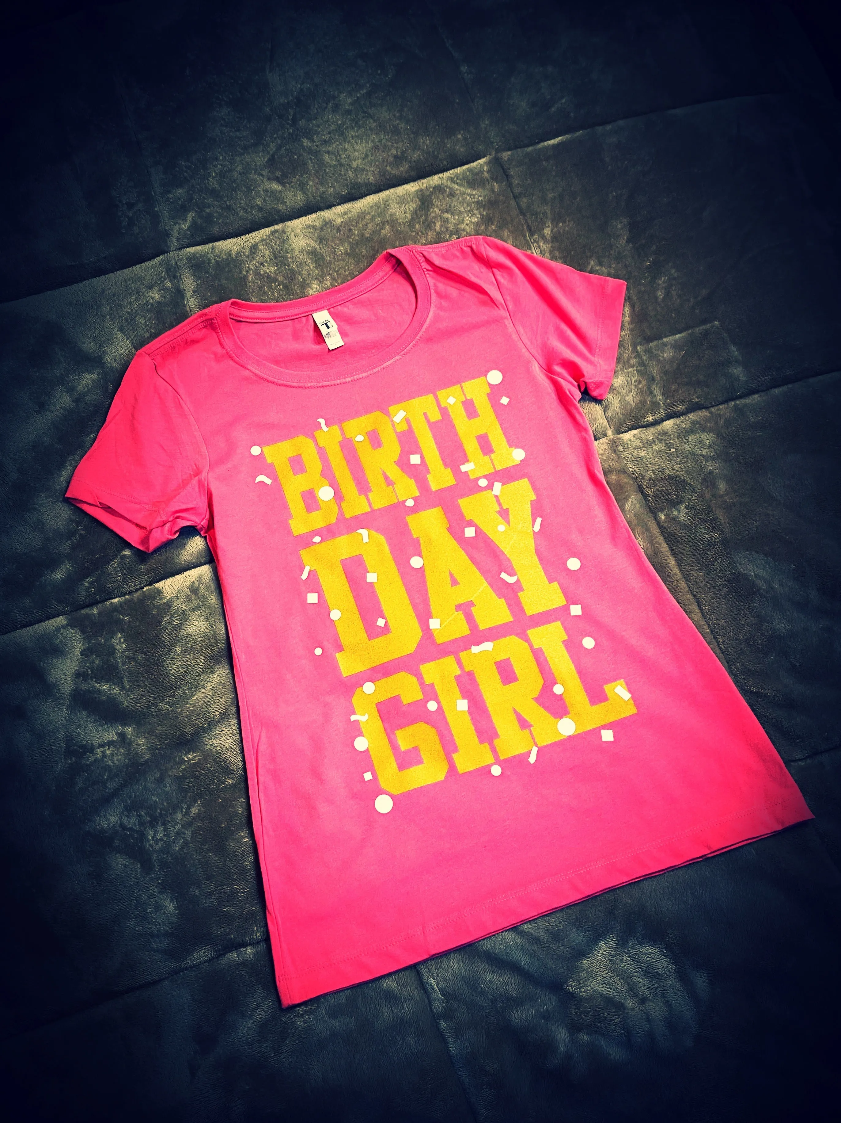 Birthday Girl T-Shirt (Pink, Gold, and White)