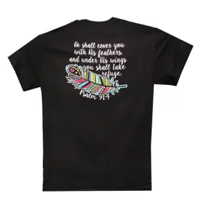 Bjaxx Lilly Paige Feather Psalms 91:4 Christian Southern Girlie Bright T Shirt