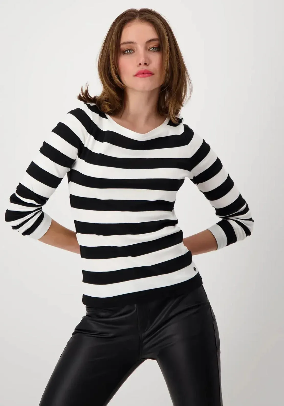 Black striped long sleeve top