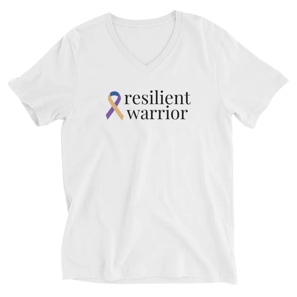 Bladder Cancer "resilient warrior" V-Neck T-Shirt