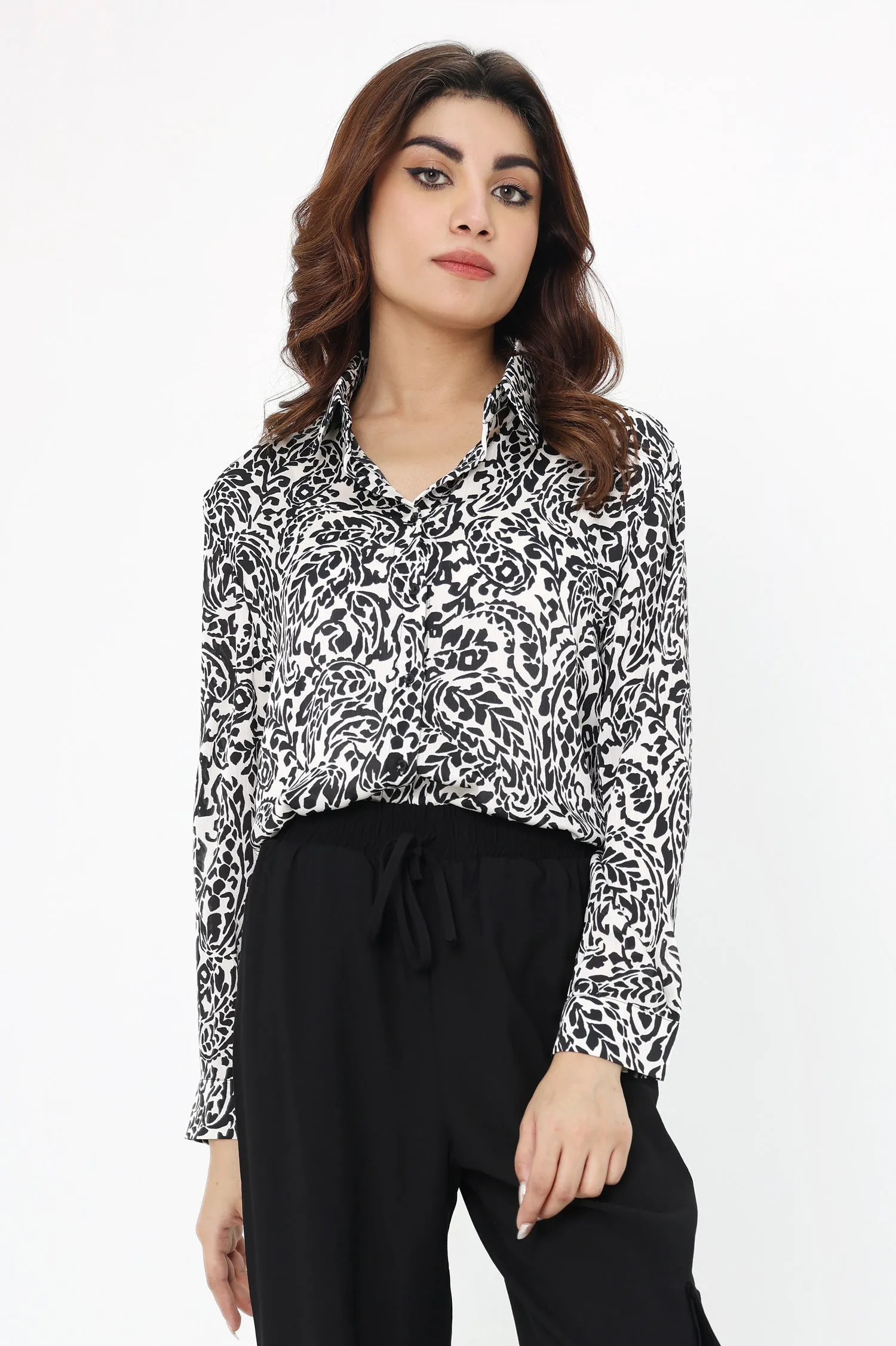 BLOSSOM ELEGANCE SHIRT-BLACK