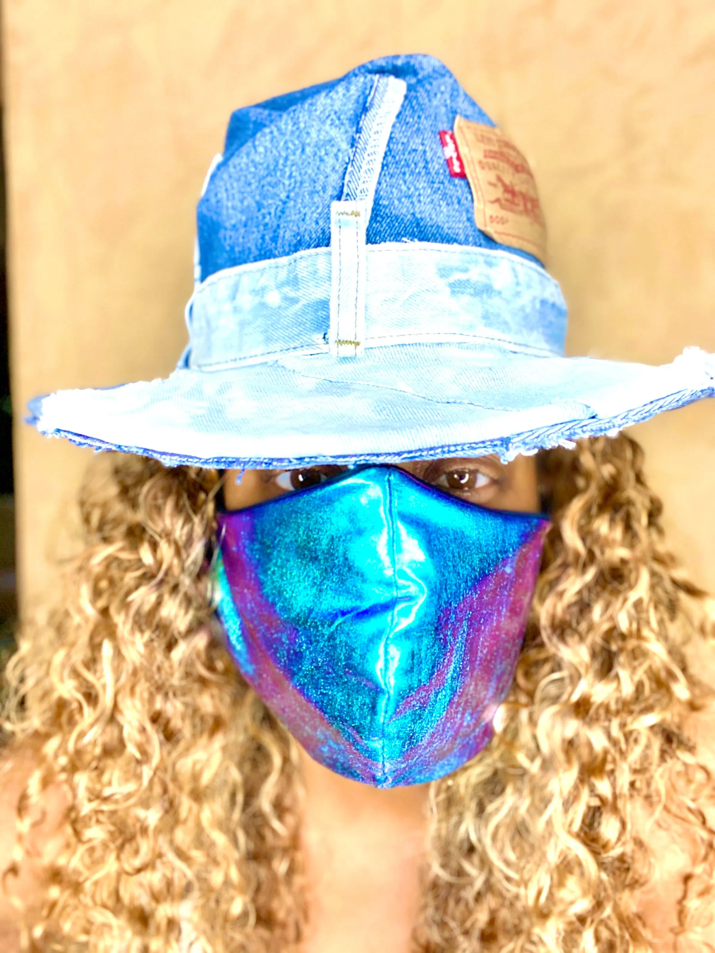 BLUE Iridescent Fabric Mask