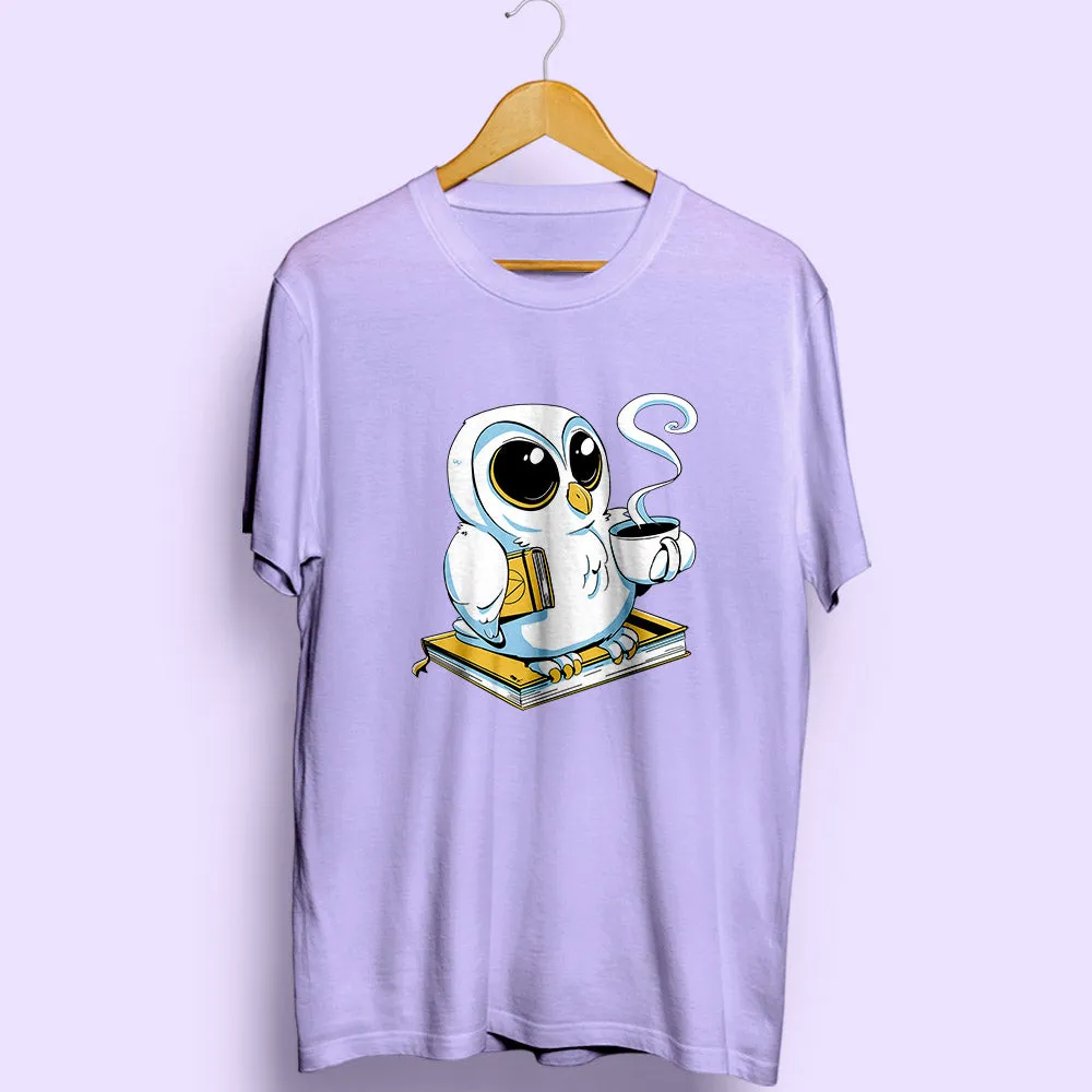 Books Owl & Coffee Half Sleeve T-Shirt