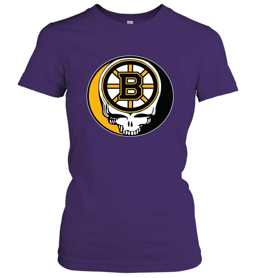 Boston Bruins Grateful Dead Steal Your Face Hockey NHL Womens T-Shirt