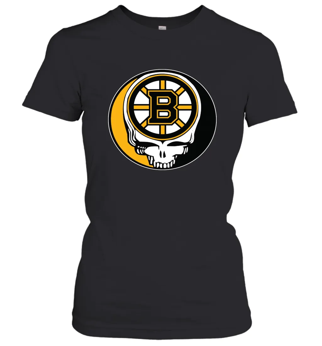 Boston Bruins Grateful Dead Steal Your Face Hockey NHL Womens T-Shirt