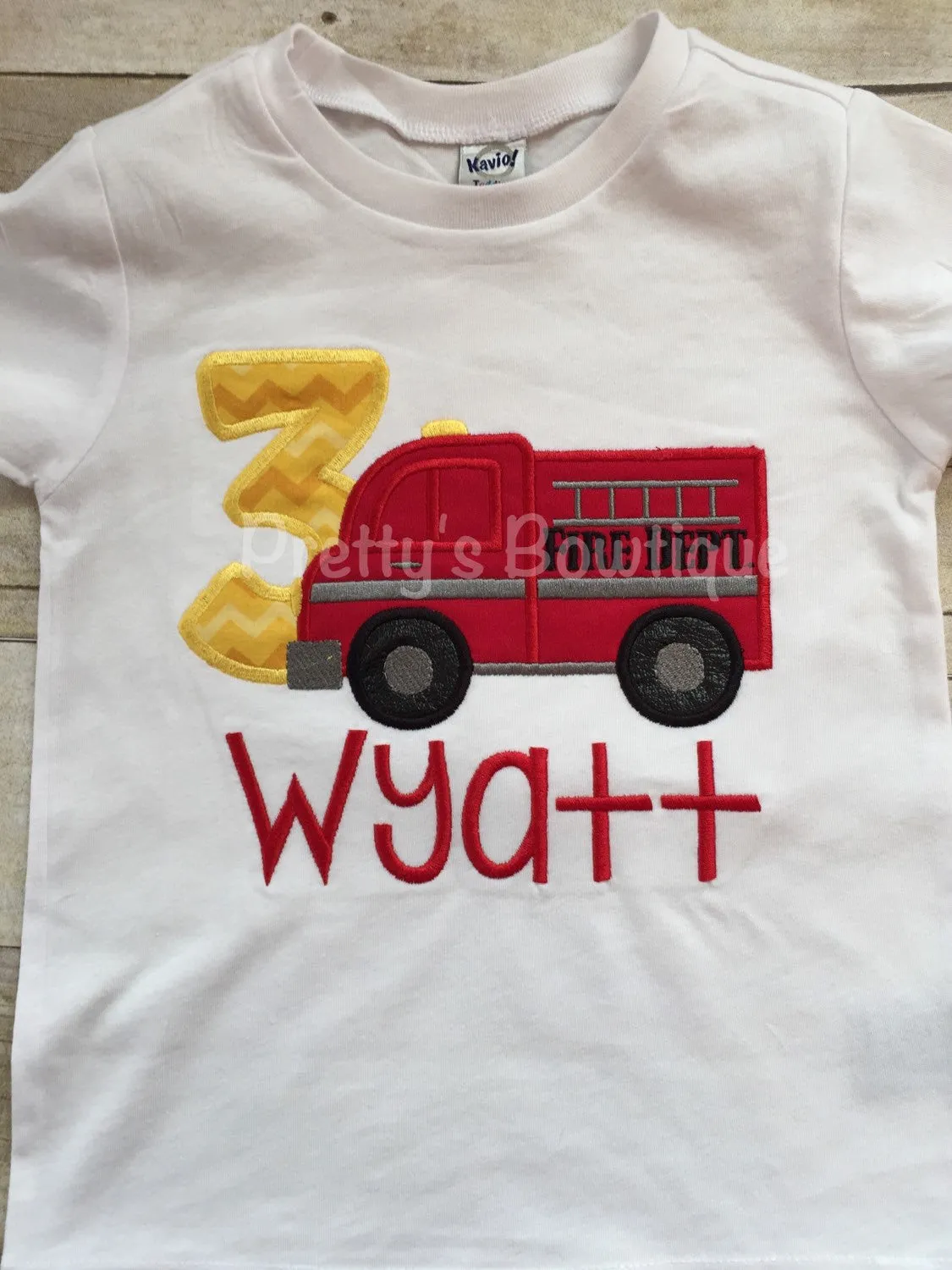 Boys Firetruck Birthday Shirt any age you can pick colors and fabrics -- Fireman Birthday shirt