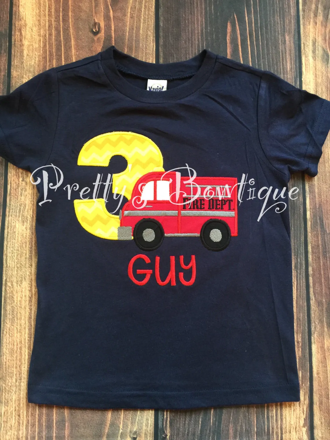 Boys Firetruck Birthday Shirt any age you can pick colors and fabrics -- Fireman Birthday shirt