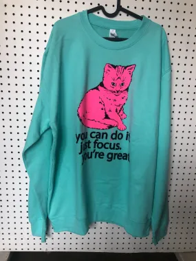 BPR- XL Light Blue and Pink Sweatshirt - Focus Cat