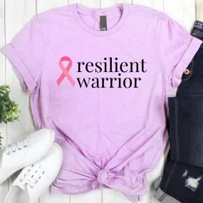 Breast Cancer resilient warrior Ribbon T-Shirt - Light Colors