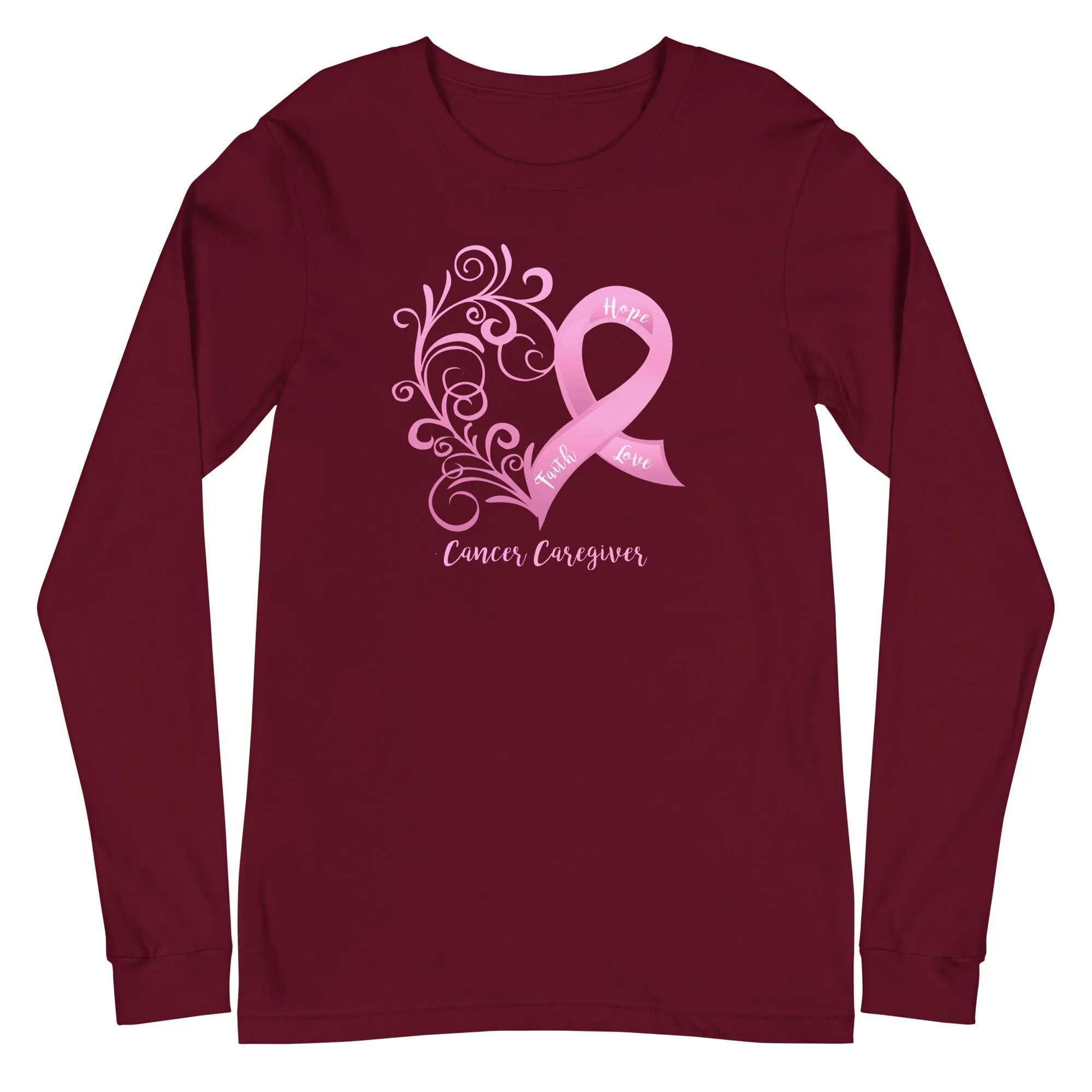 Cancer Caregiver Heart Long Sleeve Tee - Dark Colors