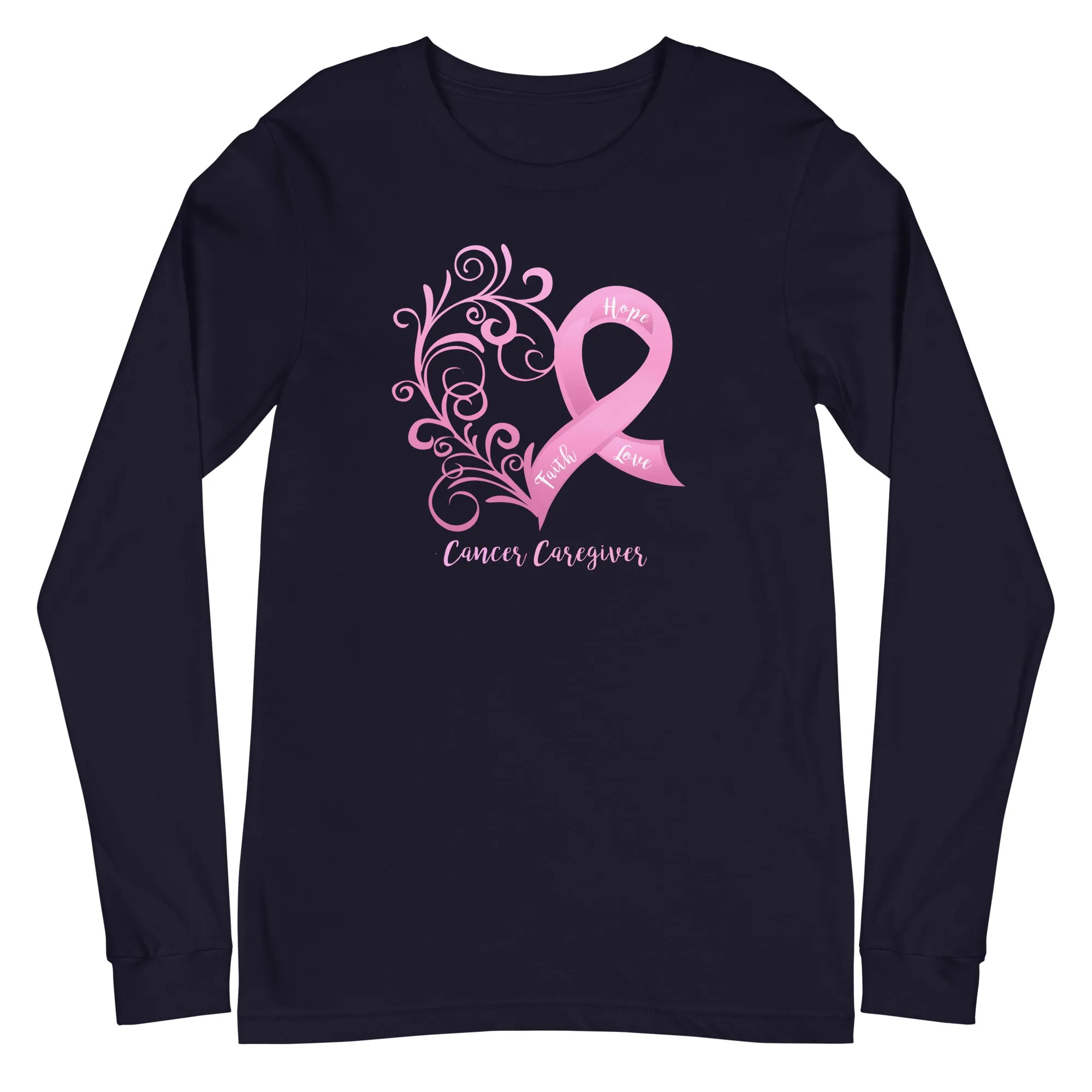 Cancer Caregiver Heart Long Sleeve Tee - Dark Colors