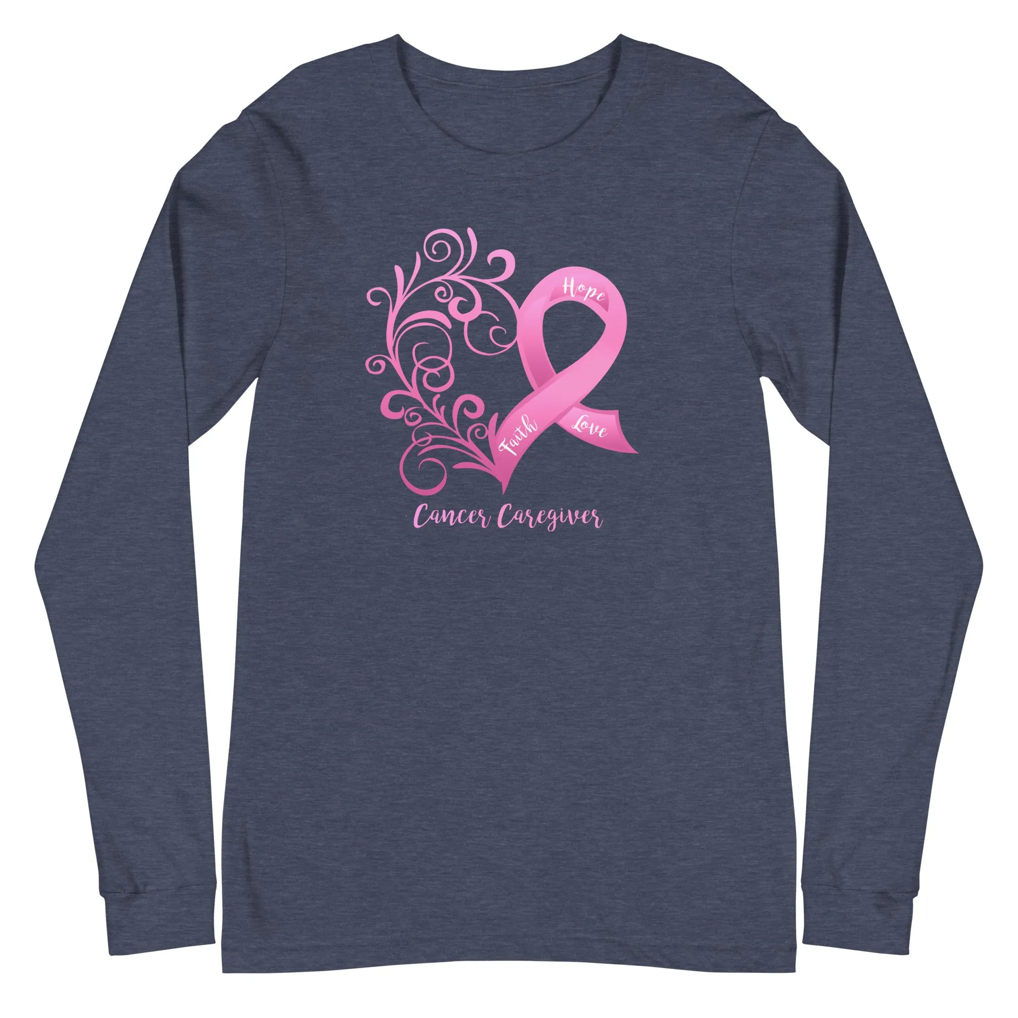 Cancer Caregiver Heart Long Sleeve Tee - Dark Colors