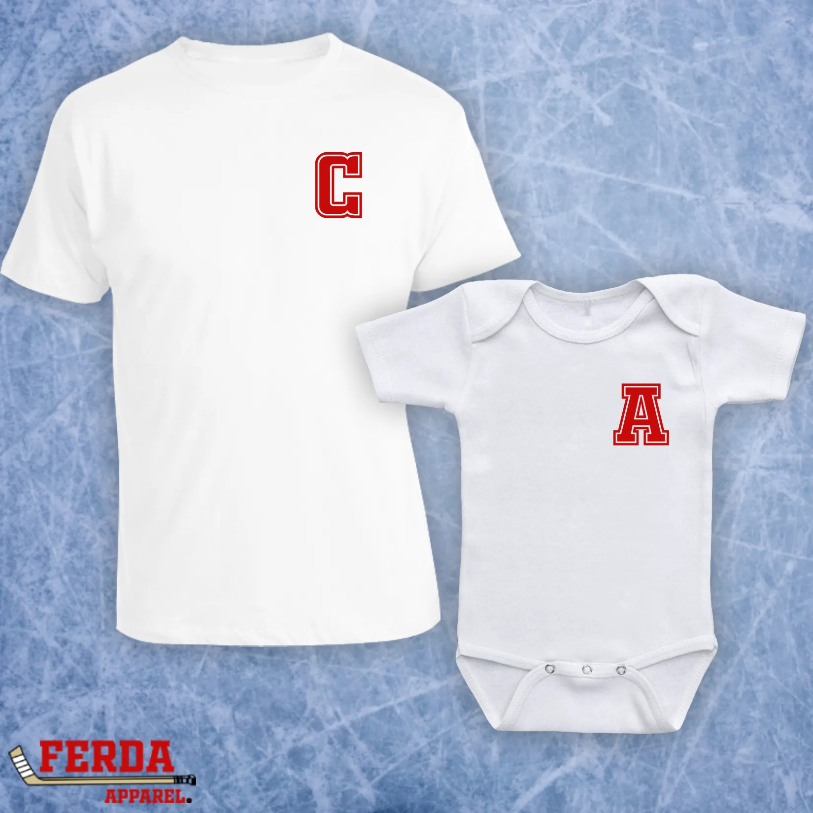 Captain and Assistant/Alternate Captain Matching Father Son/Daughter Hockey Shirts FA37-38