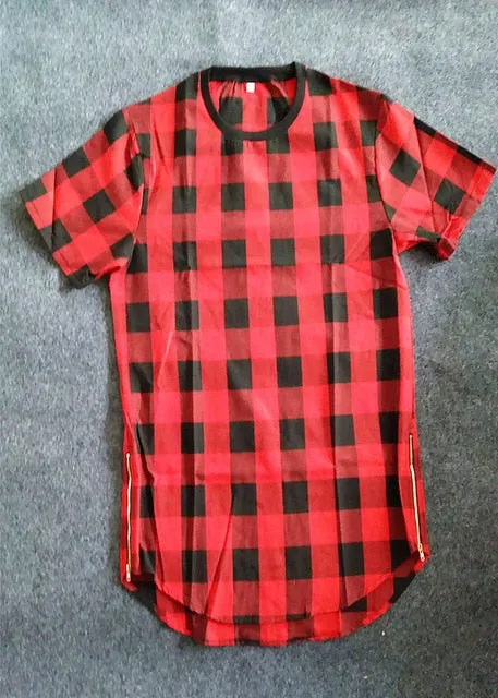 Chequered Longline T-Shirt