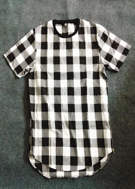 Chequered Longline T-Shirt