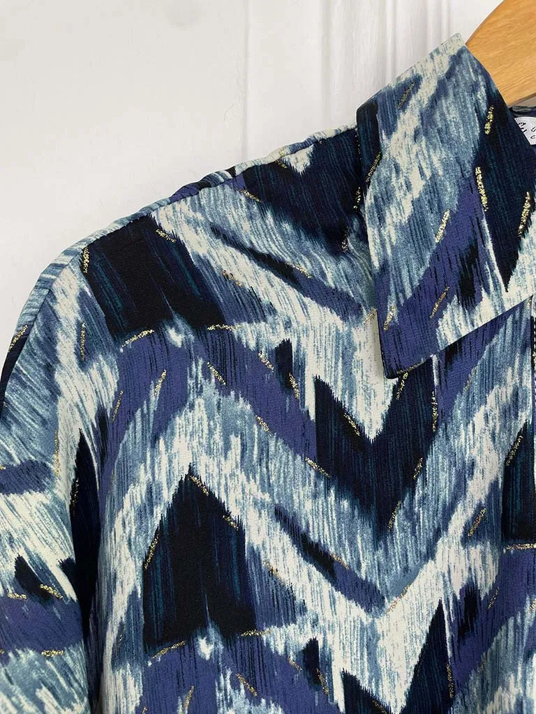 Chevron Print Shirt Tunic - Navy