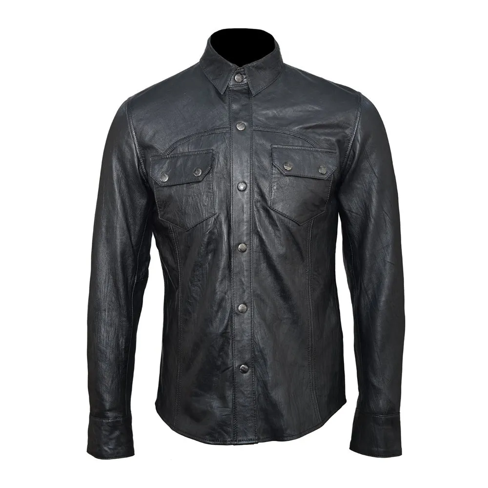 Classic Black Leather Shirt