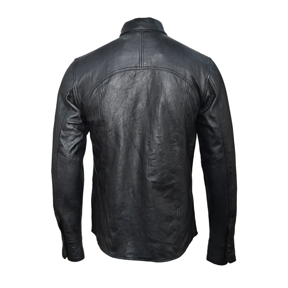 Classic Black Leather Shirt