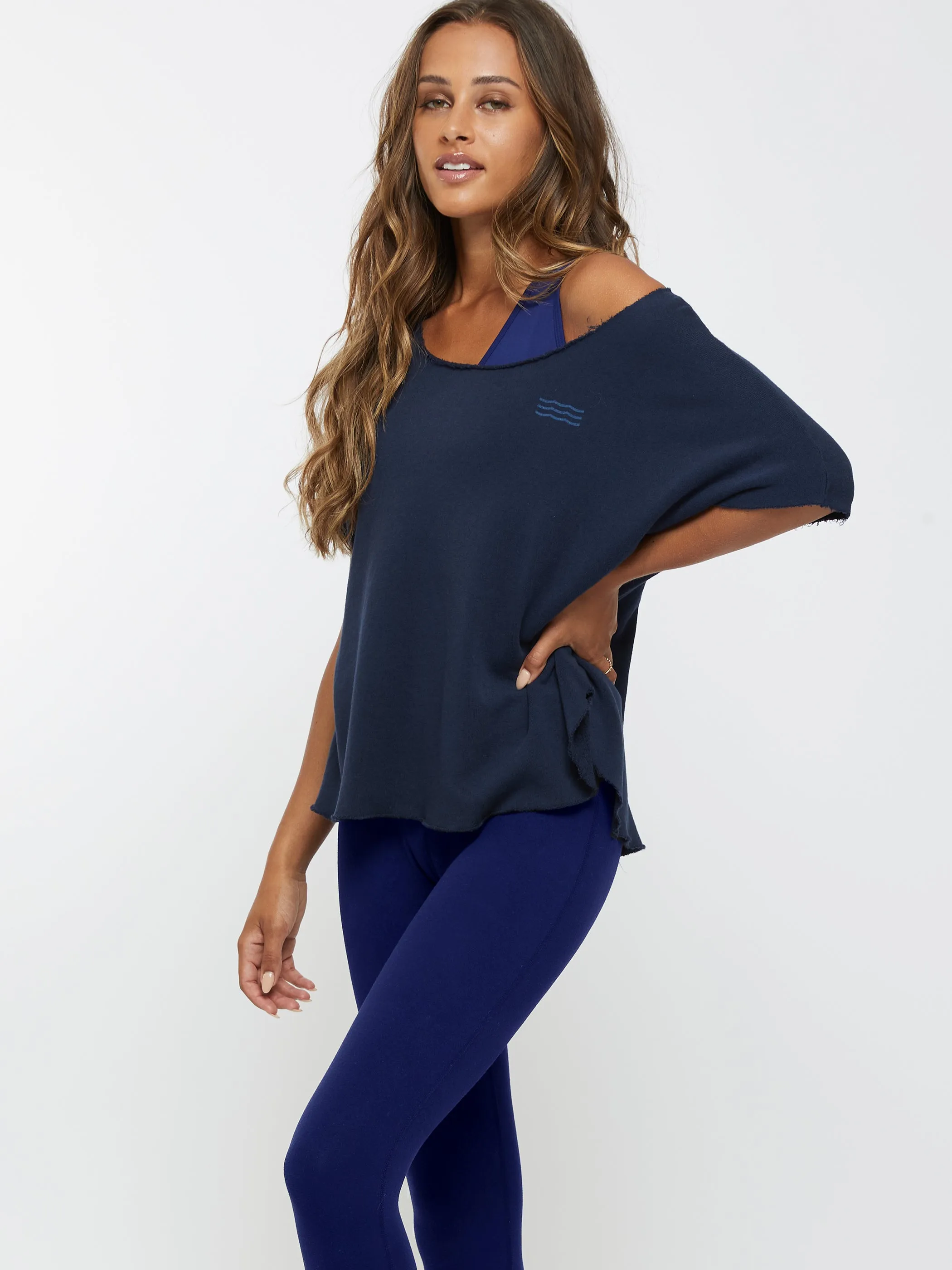 Coastal Waves Slouch Pullover - Indigo