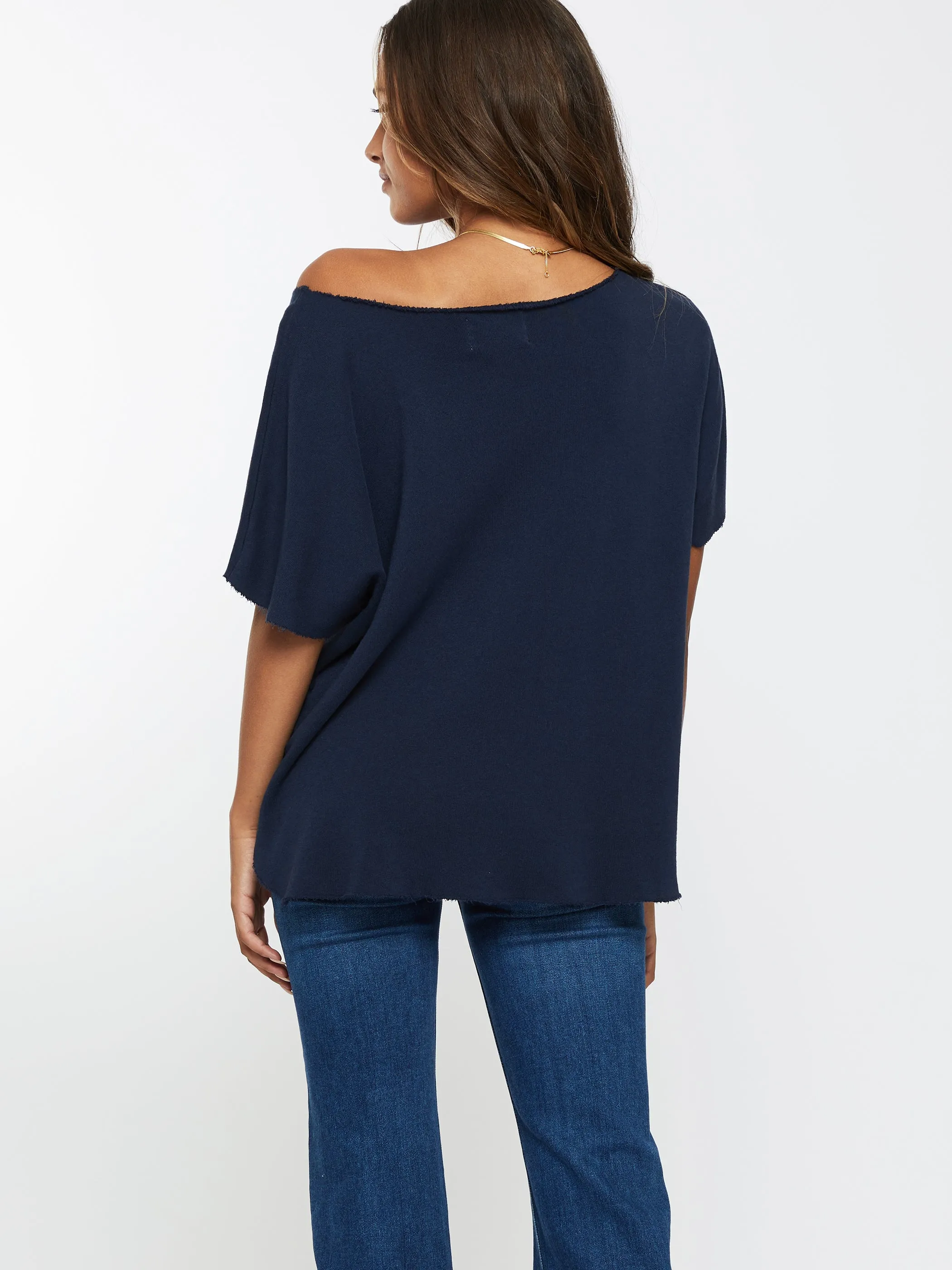 Coastal Waves Slouch Pullover - Indigo