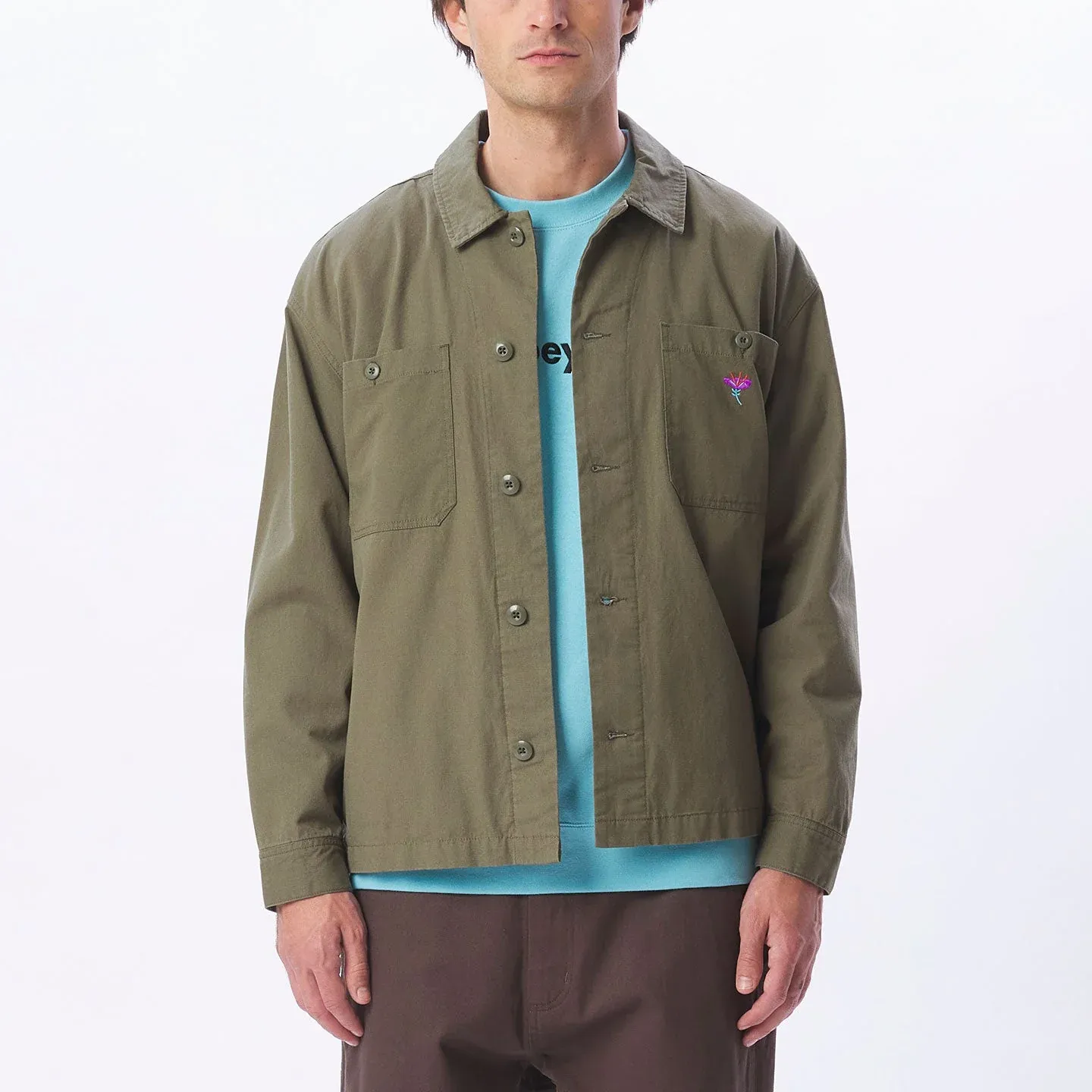 Contrast Shirt Jacket - olive