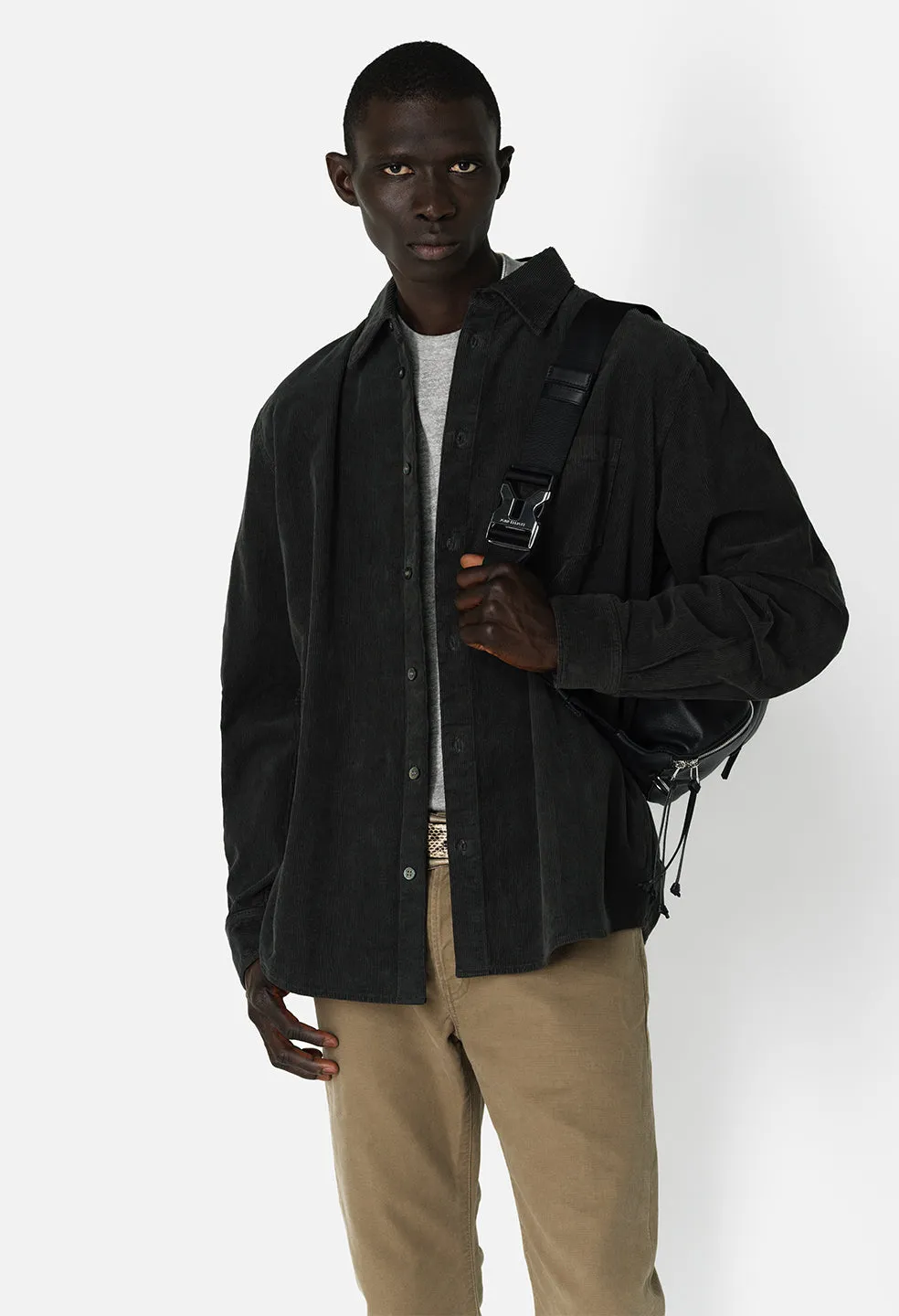 Corduroy Cloak Button Up / Charcoal