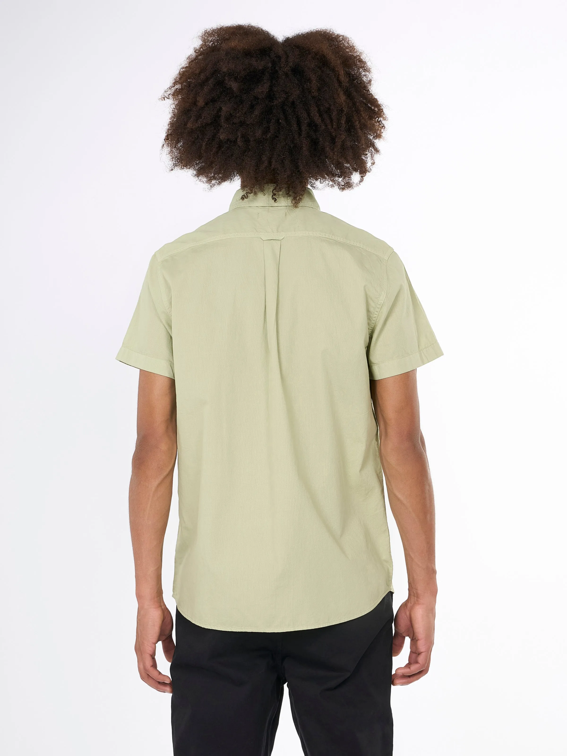 Costum fit cord look short sleeve shirt - Swamp