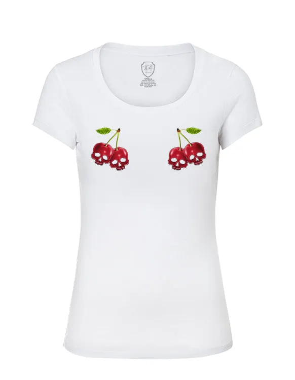 Cute Fancy Women's T-shirt Cherry Skull Print  WD365