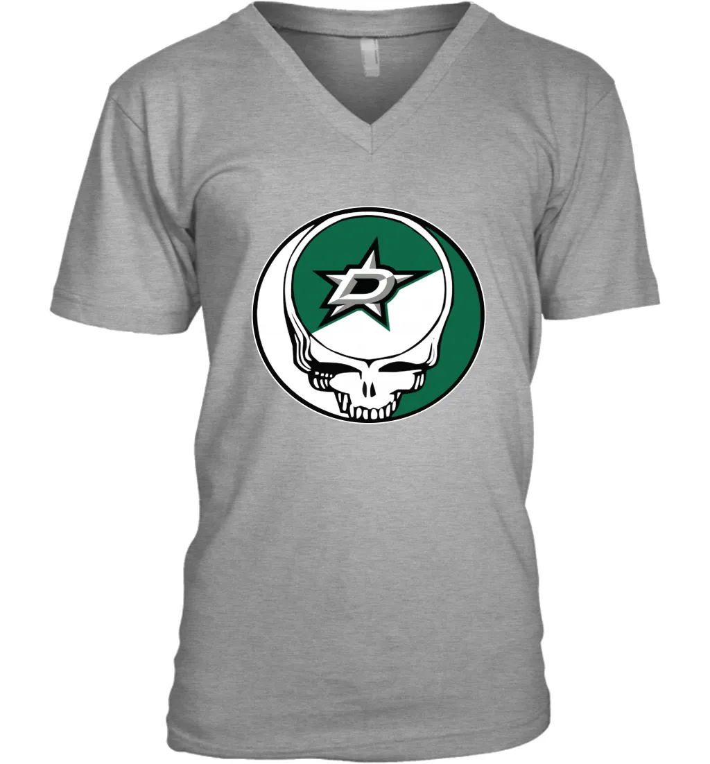 Dallas Stars Grateful Dead Steal Your Face Hockey NHL Mens V-Neck T-Shirt