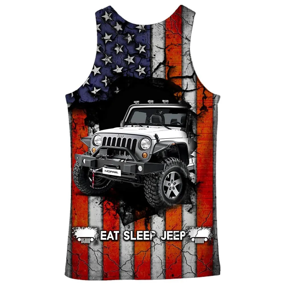 Eat Sleep Jeep US Flag - Tank Top