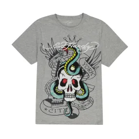 ED HARDY Rhinestone Skull Snake Graphic T-Shirt